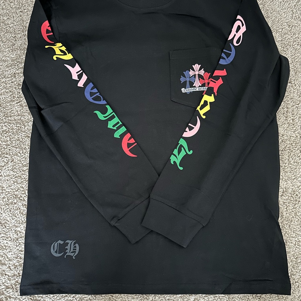 Black Long-Sleeve Multicolor Chrome Hearts